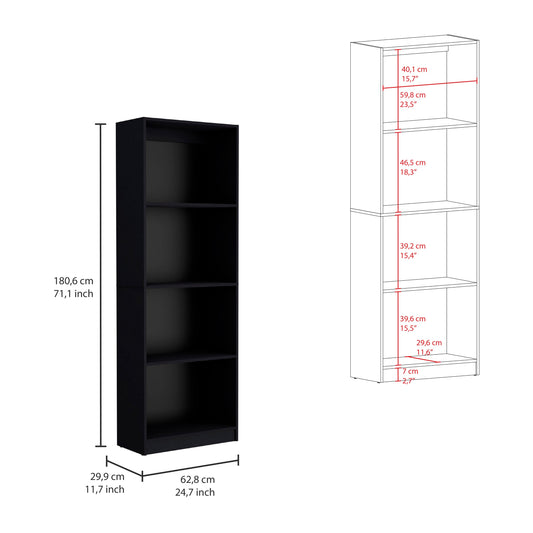 TUHOME Home Bookcase with Four Spacious Open Shelves Offering Modern Display Space for Books, Collectibles and Decorative Items with Contemporary Design and Durable Engineered Wood Construction for Stylish Home Organization