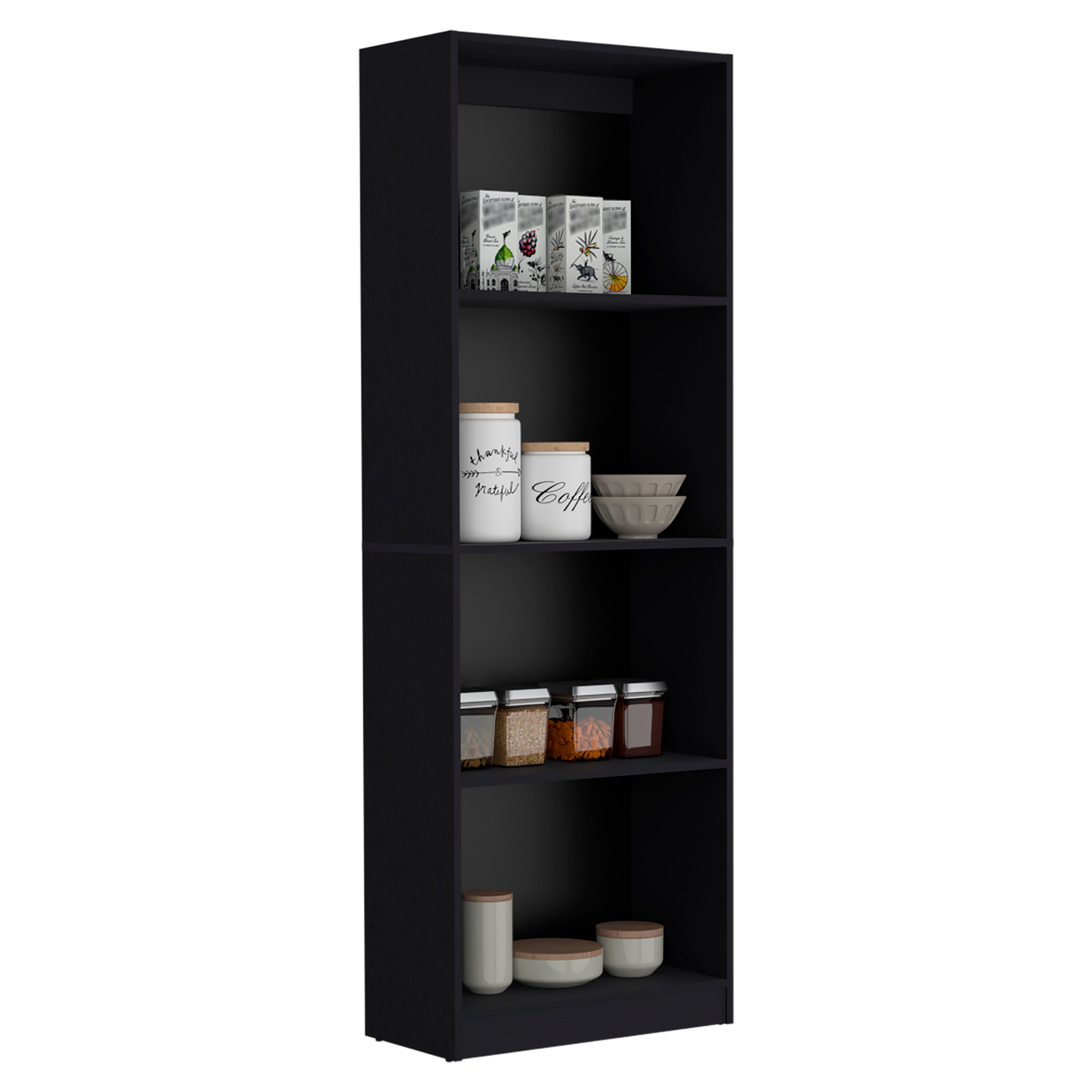 DEPOT E-SHOP Vinton Bookcase with Spacious Tier-Shelving Design, Black