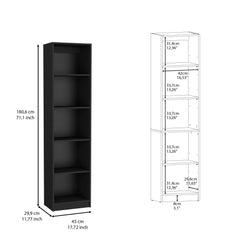 DEPOT E-SHOP Vinton XS Bookcase Compact Bookshelf with Multiple Shelves, Black