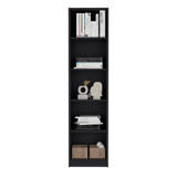 TUHOME Home XS Bookcase with Five-Tier Shelves and Slim Vertical Design Offering Compact Storage for Books, Decor and Keepsakes with Modern Open Display Style and Durable Engineered Wood Construction for Small-Space Living