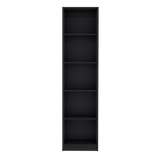 TUHOME Home XS Bookcase with Five-Tier Shelves and Slim Vertical Design Offering Compact Storage for Books, Decor and Keepsakes with Modern Open Display Style and Durable Engineered Wood Construction for Small-Space Living