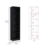 TUHOME Home XS Bookcase with Five-Tier Shelves and Slim Vertical Design Offering Compact Storage for Books, Decor and Keepsakes with Modern Open Display Style and Durable Engineered Wood Construction for Small-Space Living