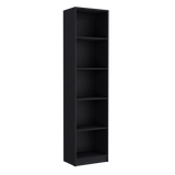 TUHOME Home XS Bookcase with Five-Tier Shelves and Slim Vertical Design Offering Compact Storage for Books, Decor and Keepsakes with Modern Open Display Style and Durable Engineered Wood Construction for Small-Space Living