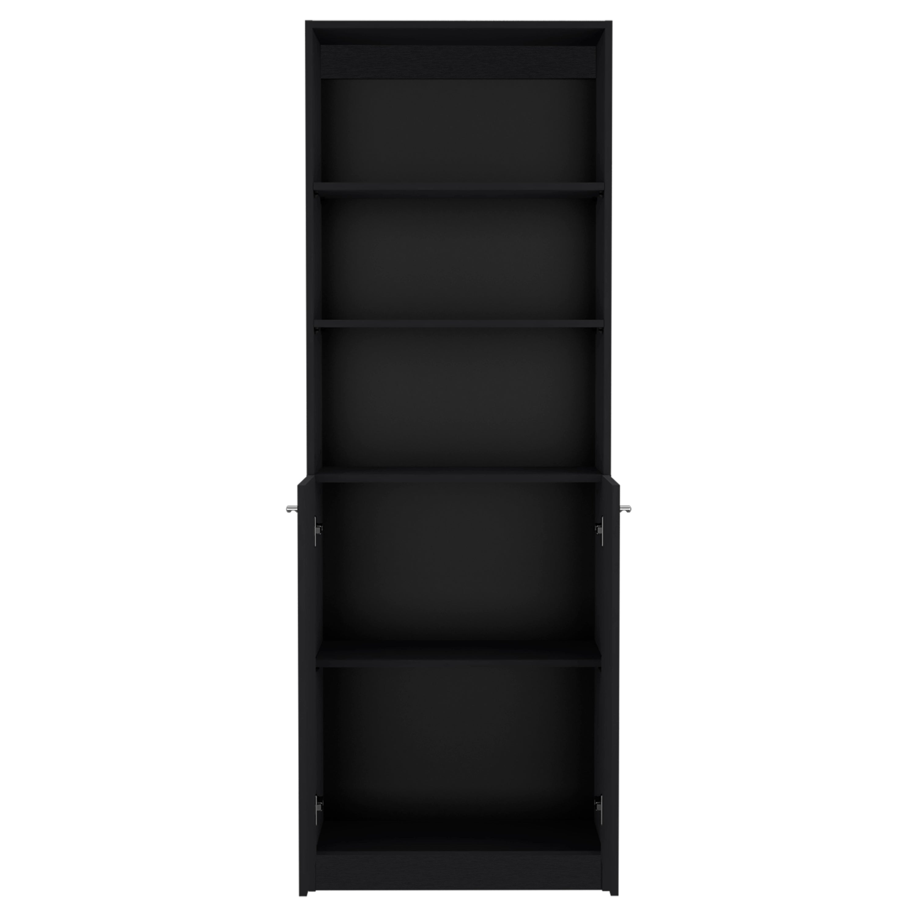 DEPOT E-SHOP Vinton 2-Door Bookcase with Upper Shelves, Black