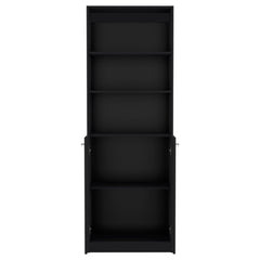 DEPOT E-SHOP Vinton 2-Door Bookcase with Upper Shelves, Black