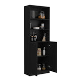 TUHOME Home 2-Door Bookcase with Dual Enclosed Shelves and Three Open Display Tiers Offering Modern Vertical Storage, Concealed Organization and Durable Engineered Wood Construction for Living Rooms, Offices and Bedrooms