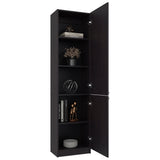 Home Tall Freestanding Bookcase with Double Doors and 5 Interior Storage Shelves, Vertical Storage Cabinet for Living Room, Office or Bedroom