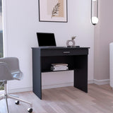 80 C Writting Desk, Compact Workstation with Drawer and Lower Shelf White