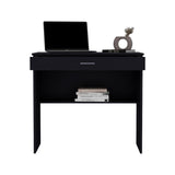 80 C Writting Desk, Compact Workstation with Drawer and Lower Shelf White