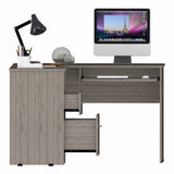 Tuhome Mix L-Shaped Desk with Keyboard Tray, Two Drawers, Single Open Shelf, Spacious Top Surface, Modern Design for Home Office or Study