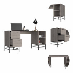 Niccolo 150 Desk, Eight Legs, Two Shelves, Double Door Cabinet