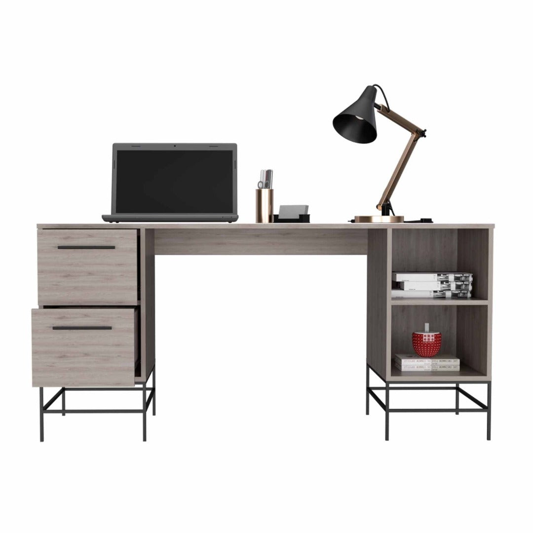 Niccolo 150 Desk, Eight Legs, Two Shelves, Double Door Cabinet