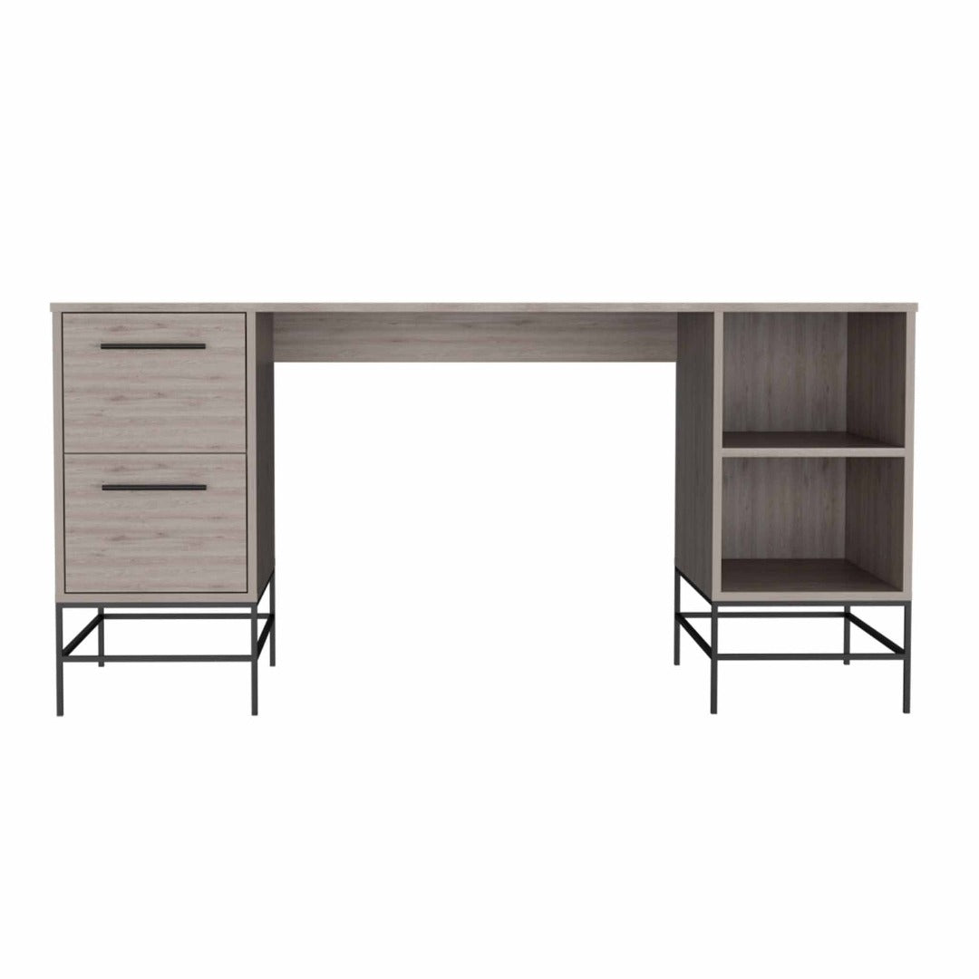 Niccolo 150 Desk, Eight Legs, Two Shelves, Double Door Cabinet