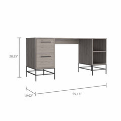 Niccolo 150 Desk, Eight Legs, Two Shelves, Double Door Cabinet