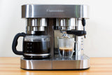 Stainless Steel Combination Pump Espresso Machine with 10-Cup Drip Coffeemaker