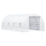 Outsunny High Tunnel Greenhouse Kit 20x10x7 ft Freestanding Large Hot House with PE Walls White
