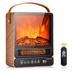 14.5" Mini Portable Electric Fireplace, 750W/1500W Tabletop Stove Heater with 3D Flame & Remote Control