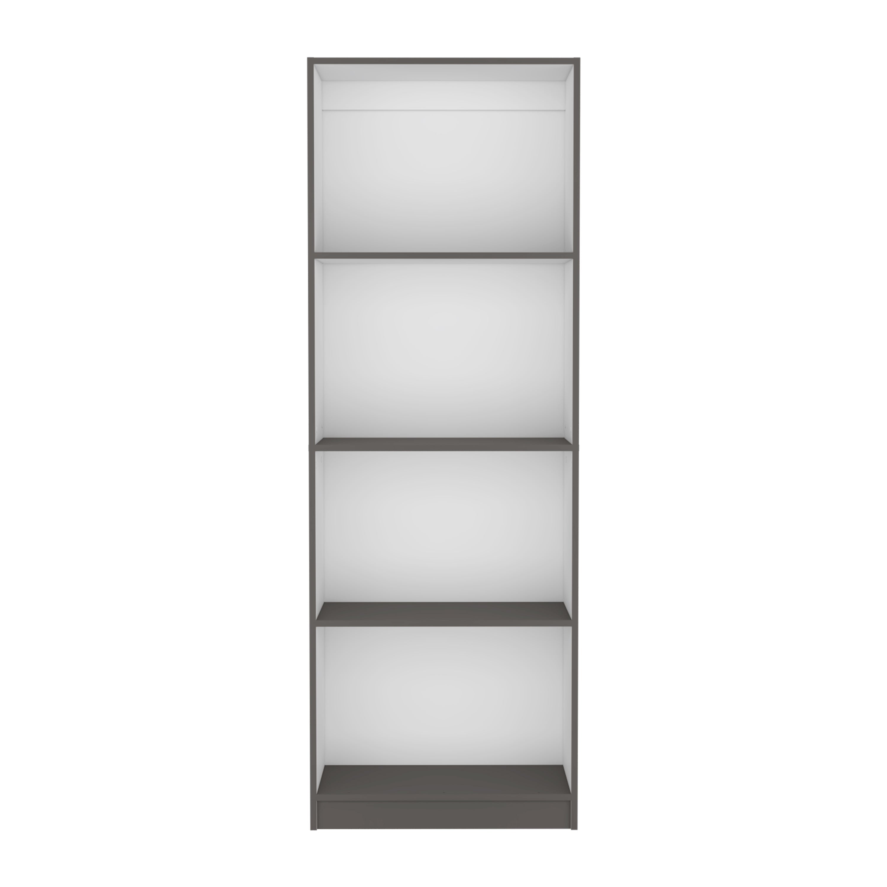 DEPOT E-SHOP Vinton Bookcase with Spacious Tier-Shelving Design, Matt Gray / White