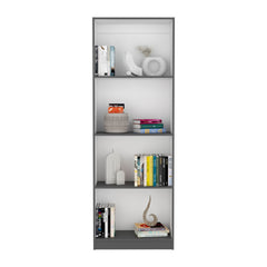 DEPOT E-SHOP Vinton Bookcase with Spacious Tier-Shelving Design, Matt Gray / White