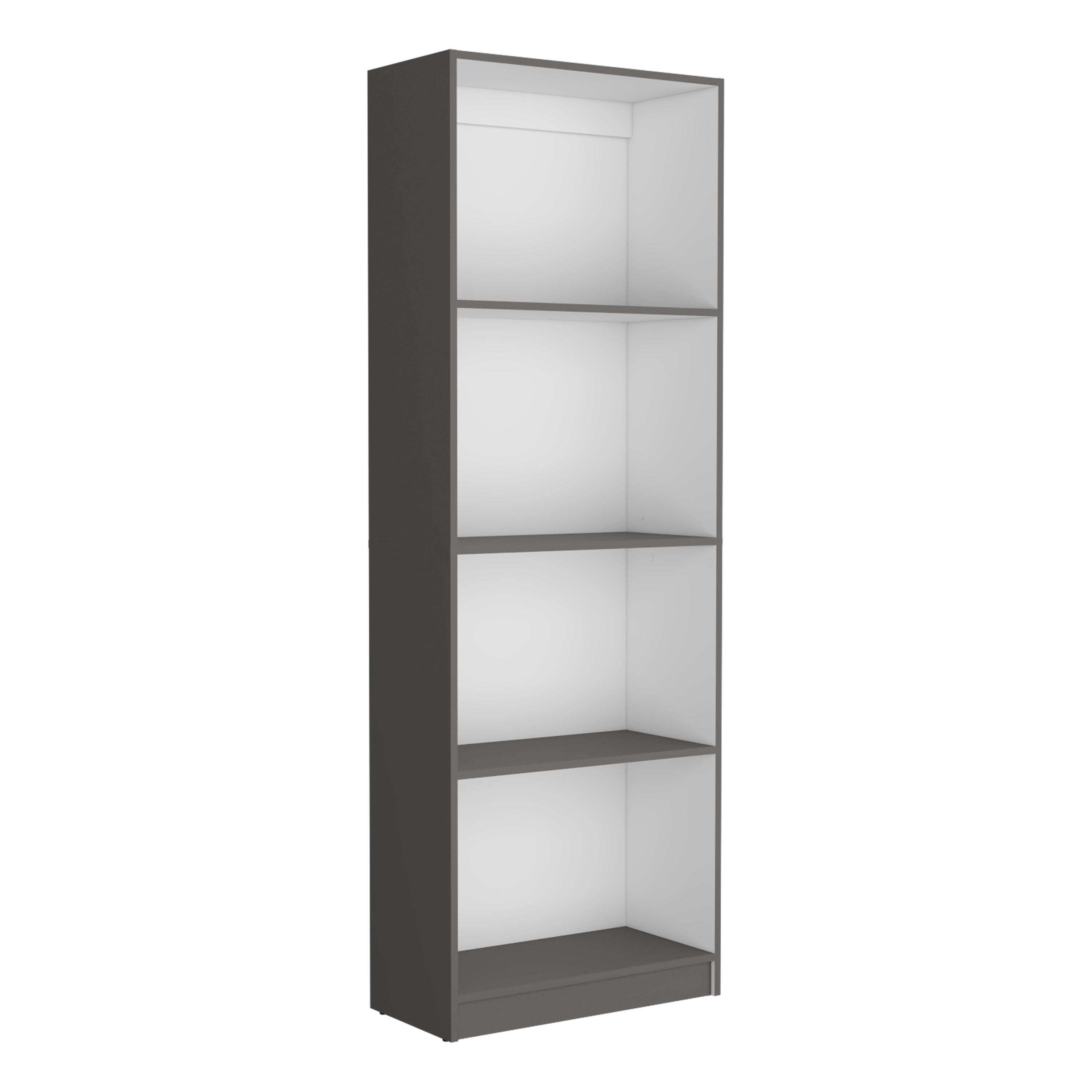 DEPOT E-SHOP Vinton Bookcase with Spacious Tier-Shelving Design, Matt Gray / White