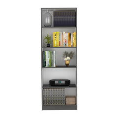 DEPOT E-SHOP Vinton 4-Tier Bookcase with Modern Storage for Books and Decor, Matt Gray / White