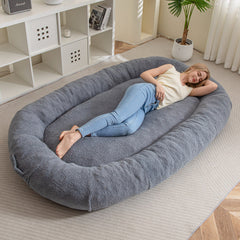 MAXYOYO Giant Dog Bed for Human, Sherpa Dog Bed for Humans Size Fits You and Pets, Smoky Blue