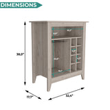 Essential Bar Cabinet with Open Display Shelf, Built-In Wine Rack Cubbies, Smooth-Glide Storage Drawer and Spacious Top Surface for Elegant Home Entertaining, Beverage Organization and Modern Bar.