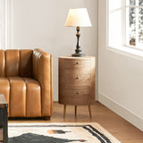 Etta 26" Tall Drum 3 - Drawer Round Boho End Table