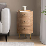 Etta 26" Tall Drum 3 - Drawer Round Boho End Table