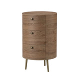 Etta 26" Tall Drum 3 - Drawer Round Boho End Table