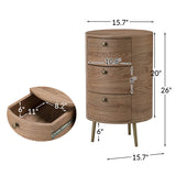 Etta 26" Tall Drum 3 - Drawer Round Boho End Table