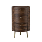 Etta 26" Tall Drum 3 - Drawer Round Boho End Table