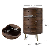 Etta 26" Tall Drum 3 - Drawer Round Boho End Table