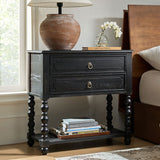 Multi-Functional Wooden Nightstand with USB & Open Shelf(Optional Types)