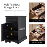 Roque Storage End Table with Hooded Wheels & Built-In Outlets(Optional Types)