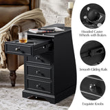 Roque Storage End Table with Hooded Wheels & Built-In Outlets(Optional Types)