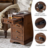 Roque Storage End Table with Hooded Wheels & Built-In Outlets(Optional Types)