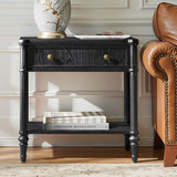 Derk Fluted Fronts Transitional Nightstand and End Table with Drawers and USB/Type-C Outlets