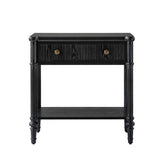 Derk Fluted Fronts Transitional Nightstand and End Table with Drawers and USB/Type-C Outlets