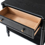 Derk Fluted Fronts Transitional Nightstand and End Table with Drawers and USB/Type-C Outlets