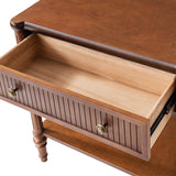 Derk Fluted Fronts Transitional Nightstand and End Table with Drawers and USB/Type-C Outlets