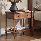 Derk Fluted Fronts Transitional Nightstand and End Table with Drawers and USB/Type-C Outlets