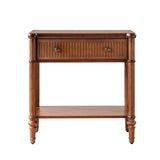 Derk Fluted Fronts Transitional Nightstand and End Table with Drawers and USB/Type-C Outlets