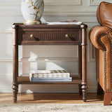 Derk Fluted Fronts Transitional Nightstand and End Table with Drawers and USB/Type-C Outlets