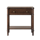 Derk Fluted Fronts Transitional Nightstand and End Table with Drawers and USB/Type-C Outlets