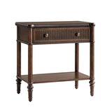 Derk Fluted Fronts Transitional Nightstand and End Table with Drawers and USB/Type-C Outlets