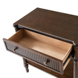 Derk Fluted Fronts Transitional Nightstand and End Table with Drawers and USB/Type-C Outlets