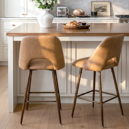 Edwin 26" Modern Faux Leather Counter Stool (Set of 2)