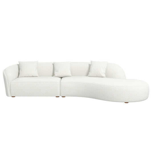 Elijah  Beige Japandi Style Curvy Sectional Sofa 126"