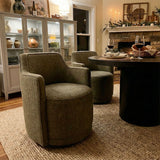 Yisa Modern Swivel Linen Upholstered Dining Chair (Set of 2)
